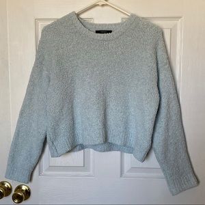 Forever 21 blue cropped teddy sweater